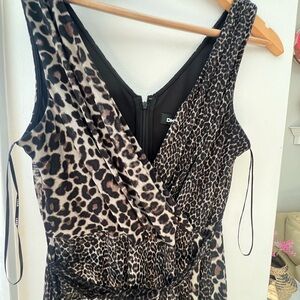 DKNY Black and Brown Animal Print Dress
